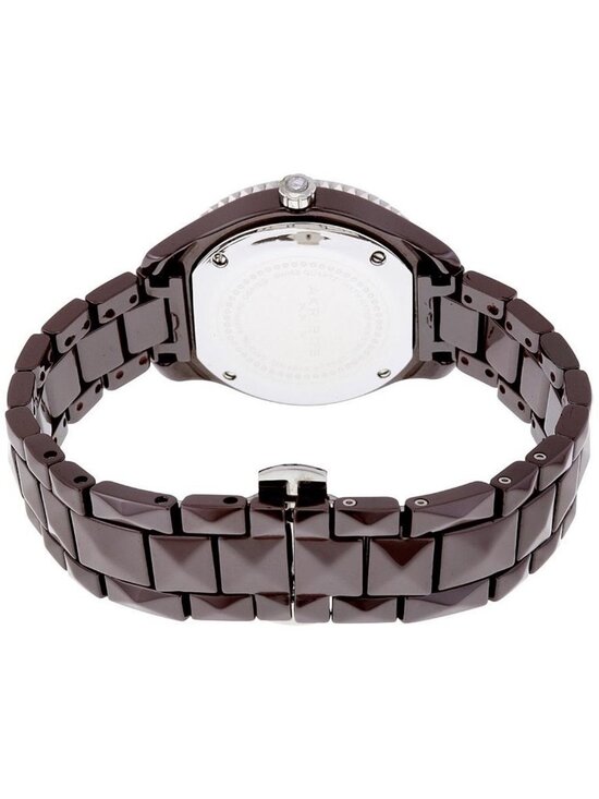 NWT Akribos XXIV Akribos Brown Dial Brown Pyramid-Cut Ceramic Ladies Watch